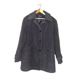 London Fog wool blend pea coat medium black gray button down winter outdoors